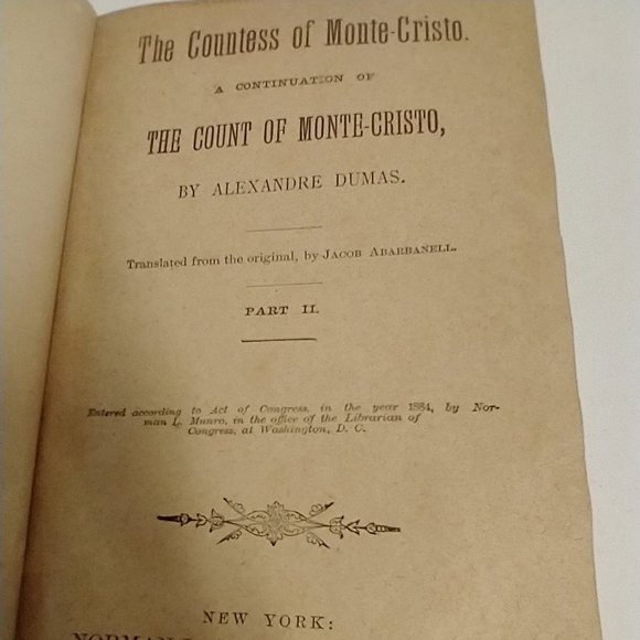 1884 p.2 The Countess of Monte Cristo - Alex Dumus - Picture 5 of 9